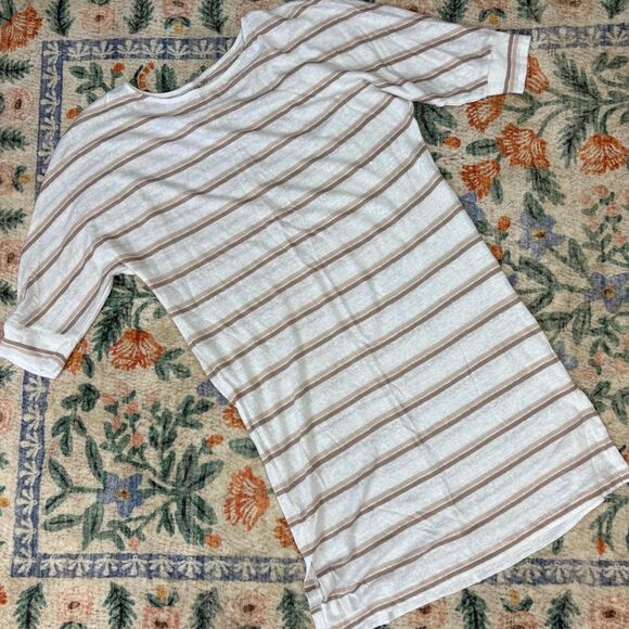 Garnet Hill Relaxed Organic Linen Striped Dress XS - Picture 1 of 9